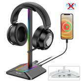 Support casque RGB LED lumineux avec ports USB et audio - PANDAGLOBE