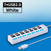 Multiprises adaptateur 4 à 7 ports USB 2.0 Hub avec interrupteur - PANDAGLOBE