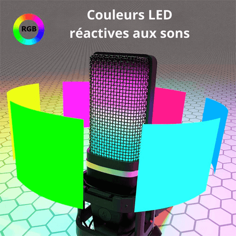 Microphone LED Pro: Idéal pour Podcast, Streaming, YouTube - PANDAGLOBE