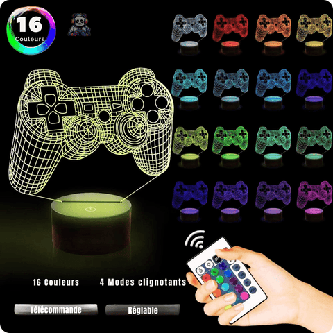 Lampe gamer manette 3D - 16 couleurs - PANDAGLOBE