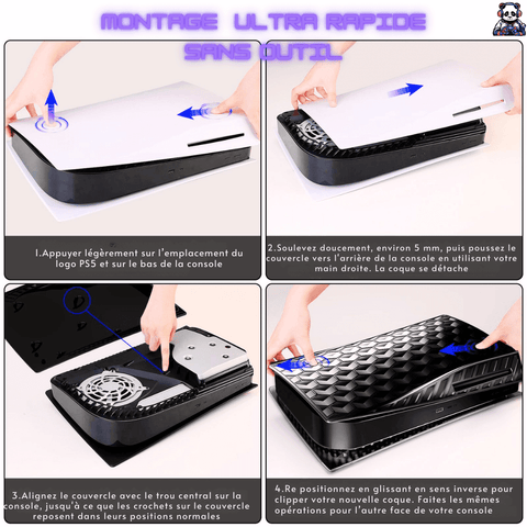 Coque noire relief Custom pour PS5 personnalisée - PANDAGLOBE
