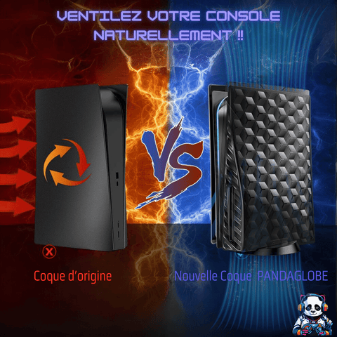 Coque noire relief Custom pour PS5 personnalisée - PANDAGLOBE