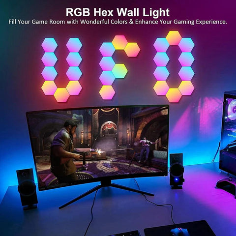 RGB Bluetooth LED Hexagon Light Indoor Wall Light APP Remote Control Night Light for Computer Game and Bedroom Children Room - PANDAGLOBE
