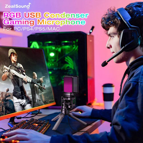 Microphone RGB USB à Condensateur pour PC PS4 PS5 Mac - PANDAGLOBE