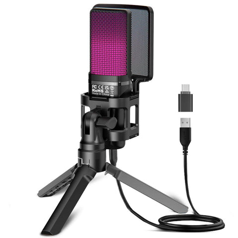 Microphone RGB USB à Condensateur pour PC PS4 PS5 Mac - PANDAGLOBE